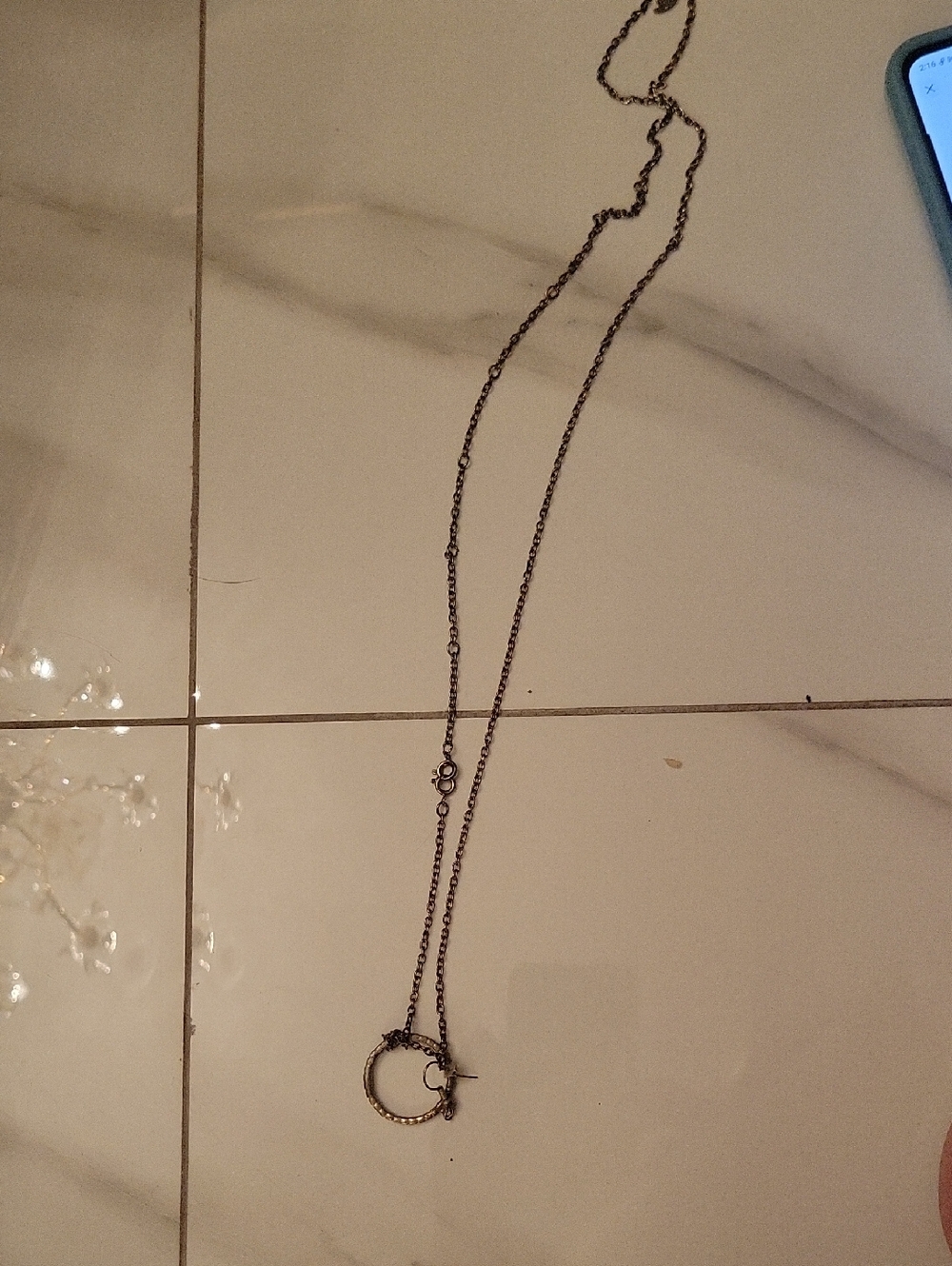 Chico's Silver-Tone Twisted Circle Pendant Necklace